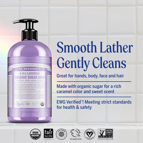Dr. Bronner's Organic Sugar Soap Lavender bottle with pump