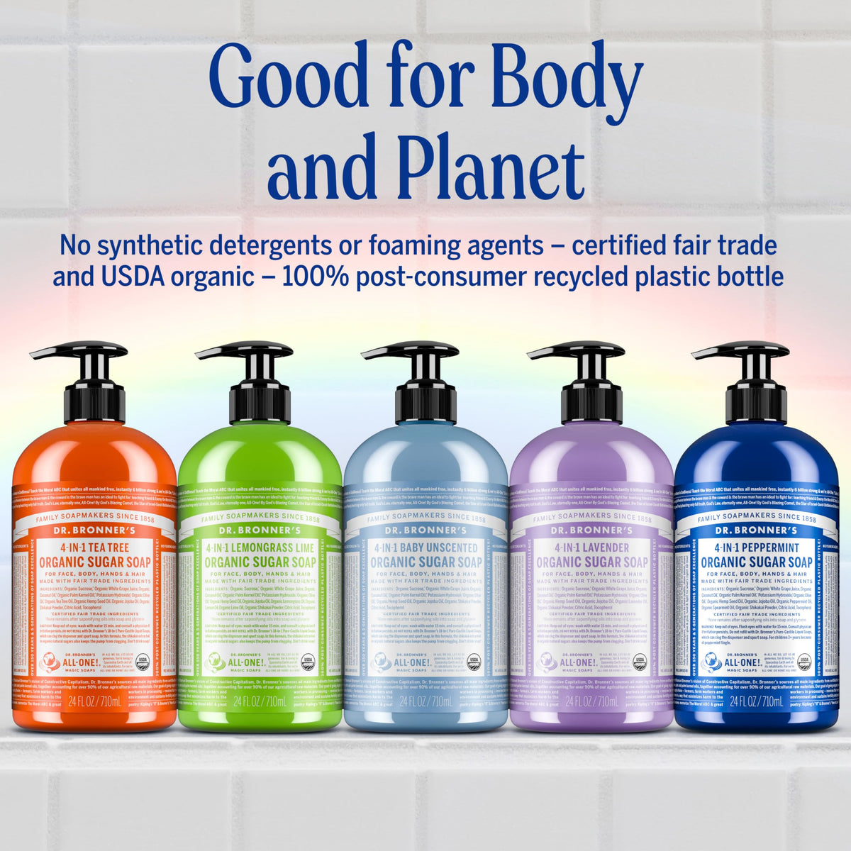 Dr. Bronner's Organic Sugar Soap Lavender with recycled packaging