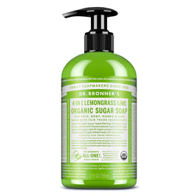 Dr. Bronner's Organic Sugar Soap Lemongrass 12 Ounce front view