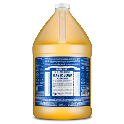 Dr. Bronner's Peppermint Pure-Castile Liquid Soap 1 Gallon front view