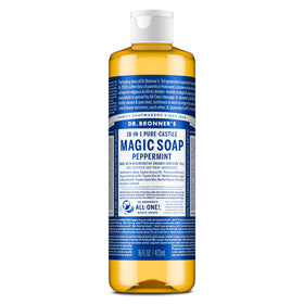 Dr. Bronner's Peppermint Pure-Castile Liquid Soap 16 oz front view
