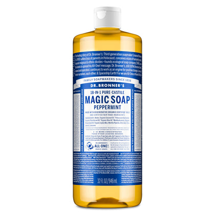 Dr. Bronner's Peppermint Pure-Castile Liquid Soap 32 oz front view
