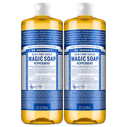 Dr. Bronner's Peppermint Pure-Castile Liquid Soap 32 oz front view
