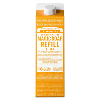 Dr. Bronner's Pure-Castile Liquid Soap Citrus 32oz front view