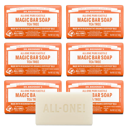 Dr. Bronner's Pure-Castile Magic Bar Soap Tea Tree front view