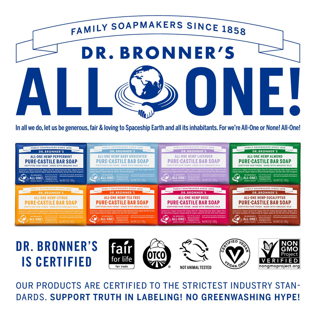 Dr. Bronner's soap bars in a natural setting