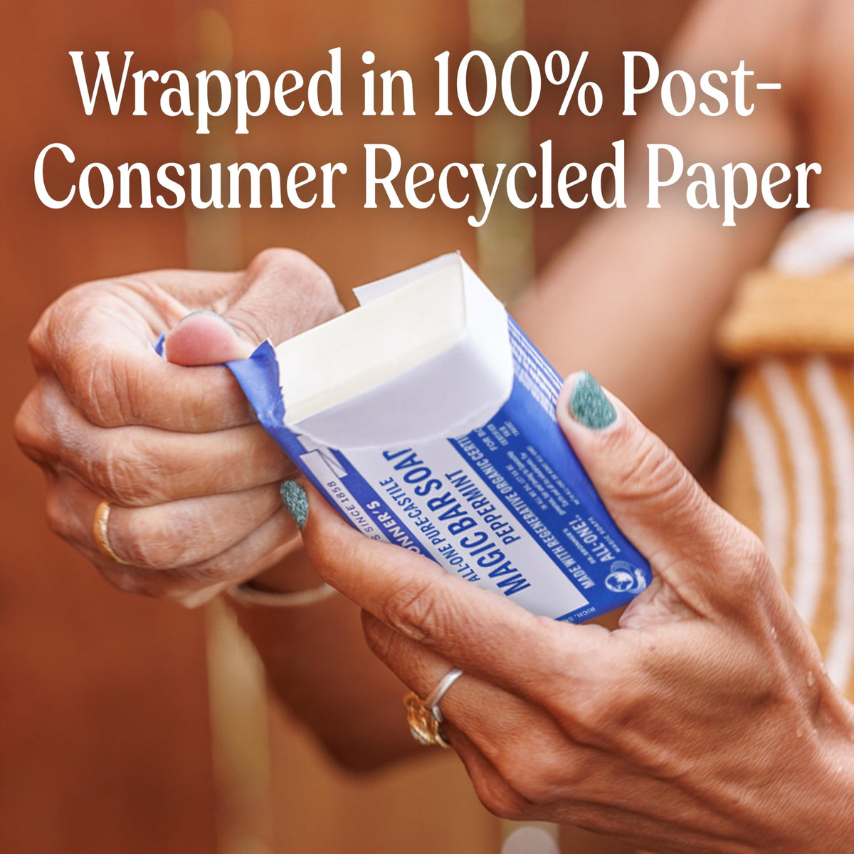 Dr. Bronner's soap lather on hands