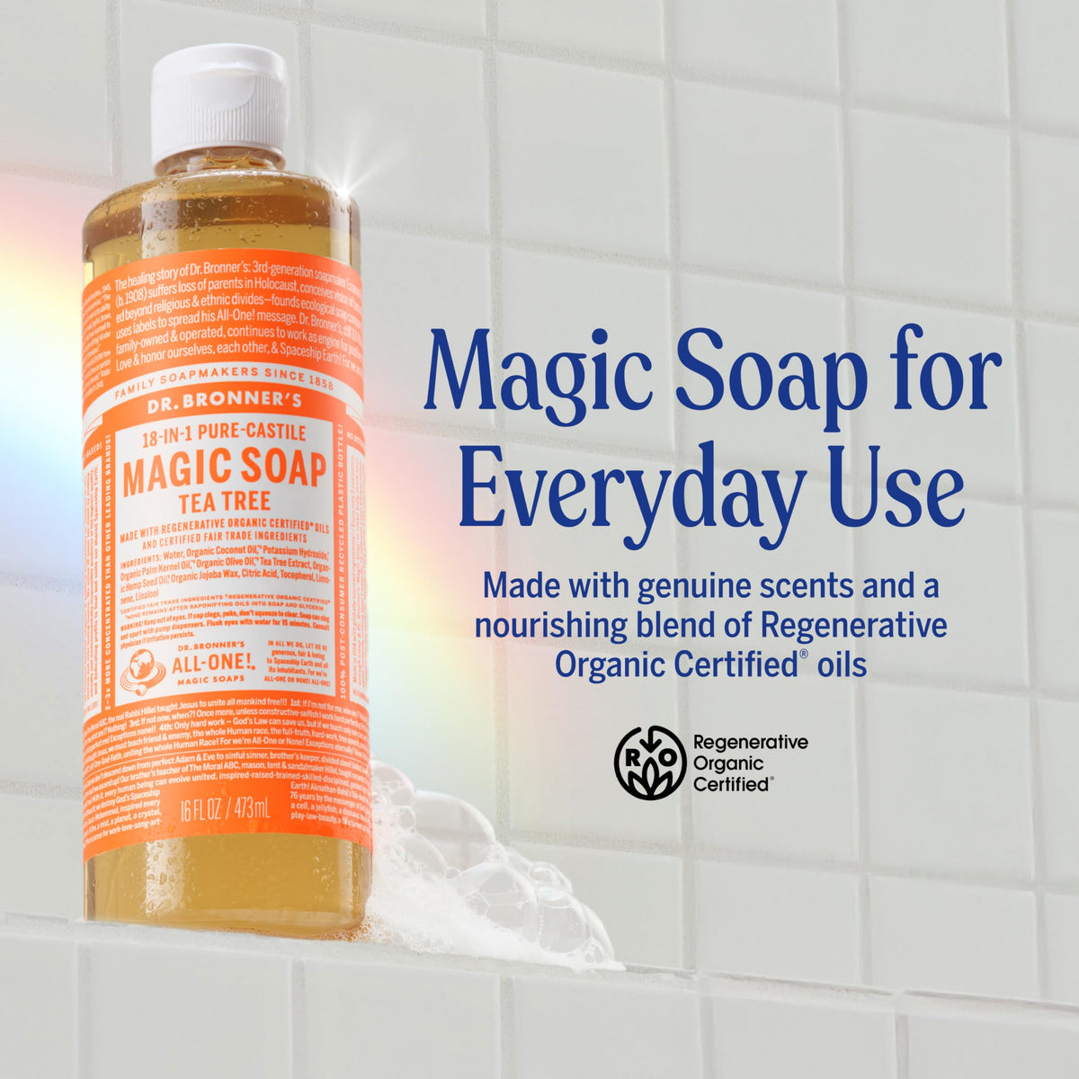 Dr. Bronner's Tea Tree Pure-Castile Liquid Soap 32 oz back view