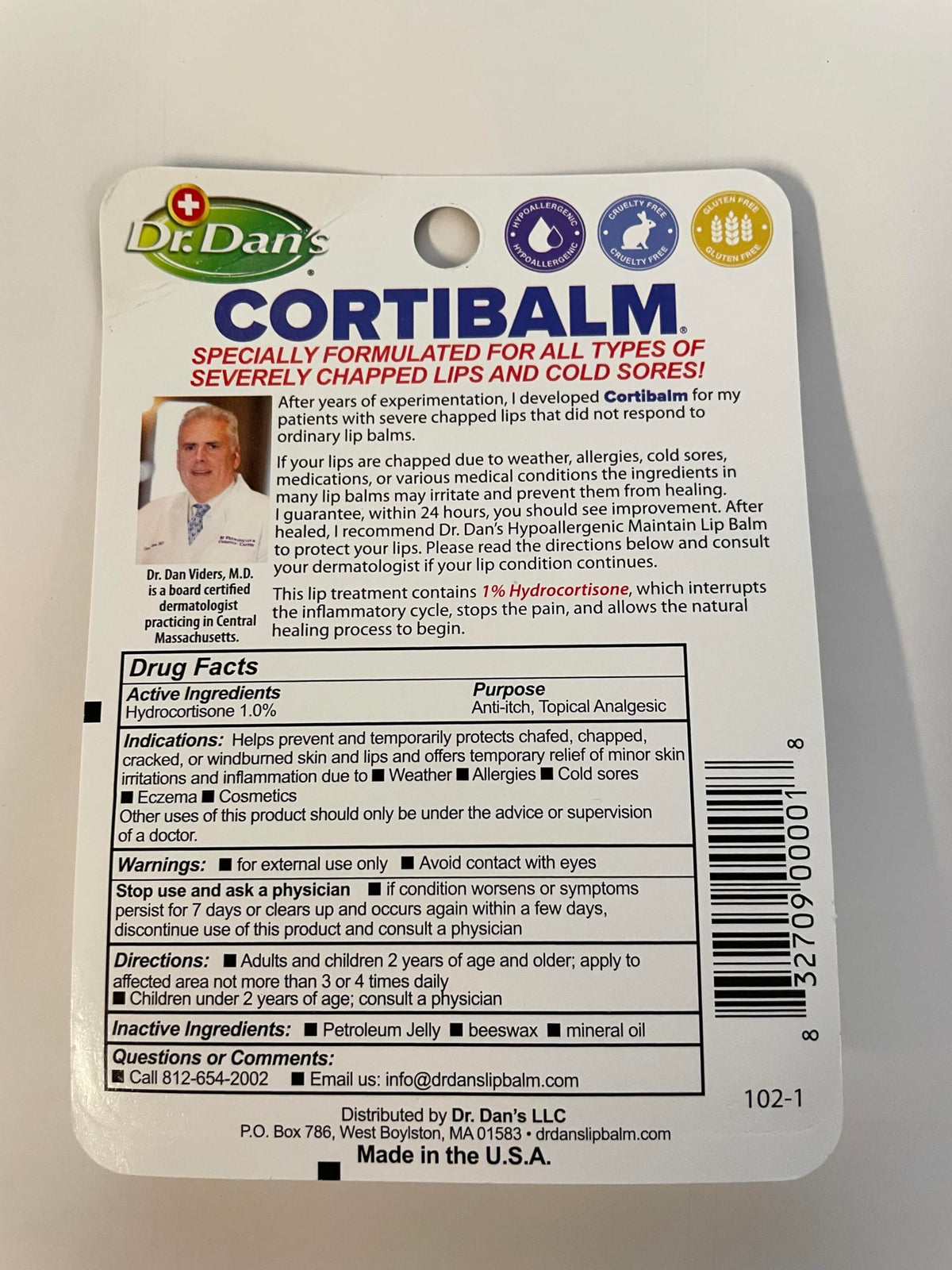 Dr. Dan's Cortibalm packaging side view