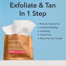 Dr Dennis Gross Glow Pad Self-Tanner for Body showing texture of towelette
