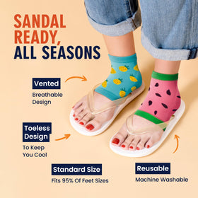 Dr. Frederick's Original Moisturizing Heel Socks worn on feet during relaxation
