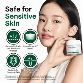 Dr.G R.E.D. Blemish Clear Soothing Face Cream application on skin