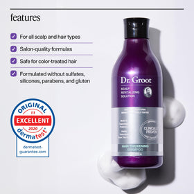 Dr. Groot Hair Thickening Shampoo on a vanity