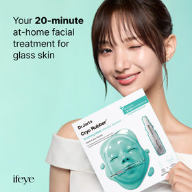 Dr.Jart+ Cryo Rubber Face Mask in use with a relaxed model