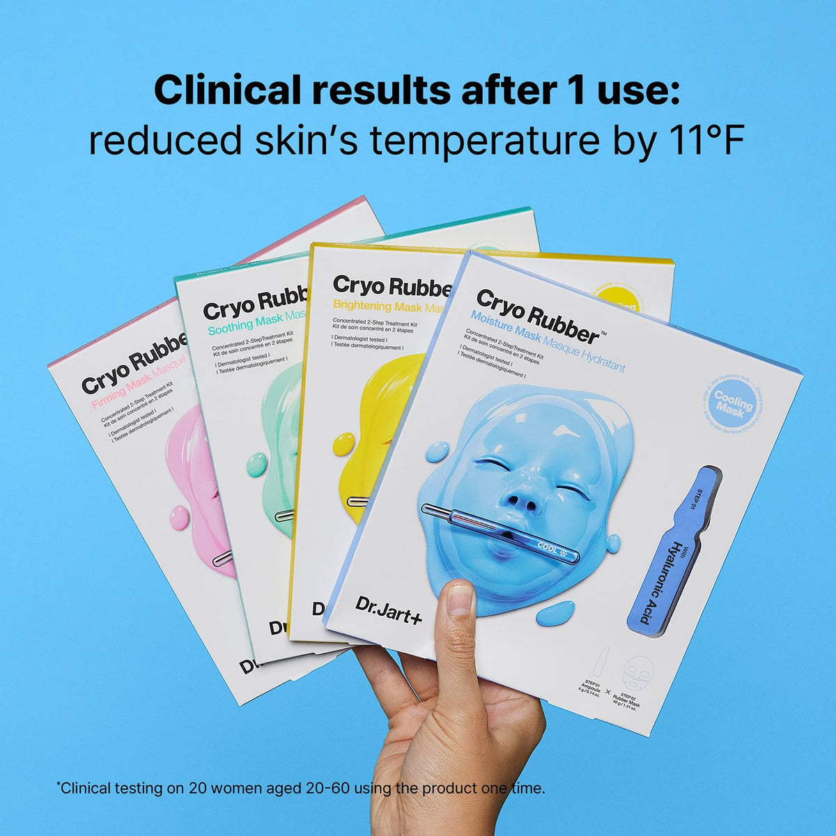 Dr.Jart+ Cryo Rubber Face Mask in use with fresh ingredients