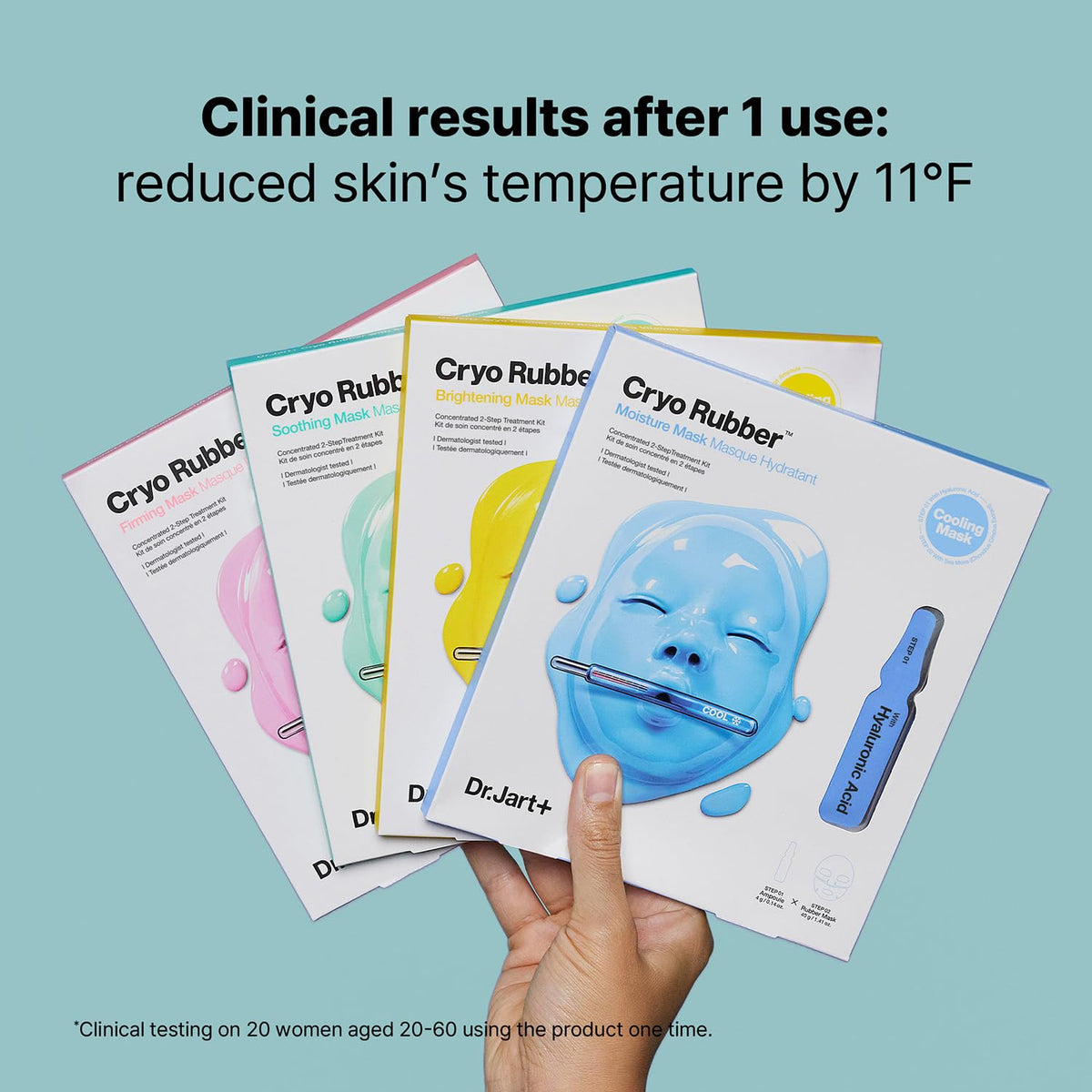 Dr.Jart+ Cryo Rubber Soothing Face Mask in use with soothing effects