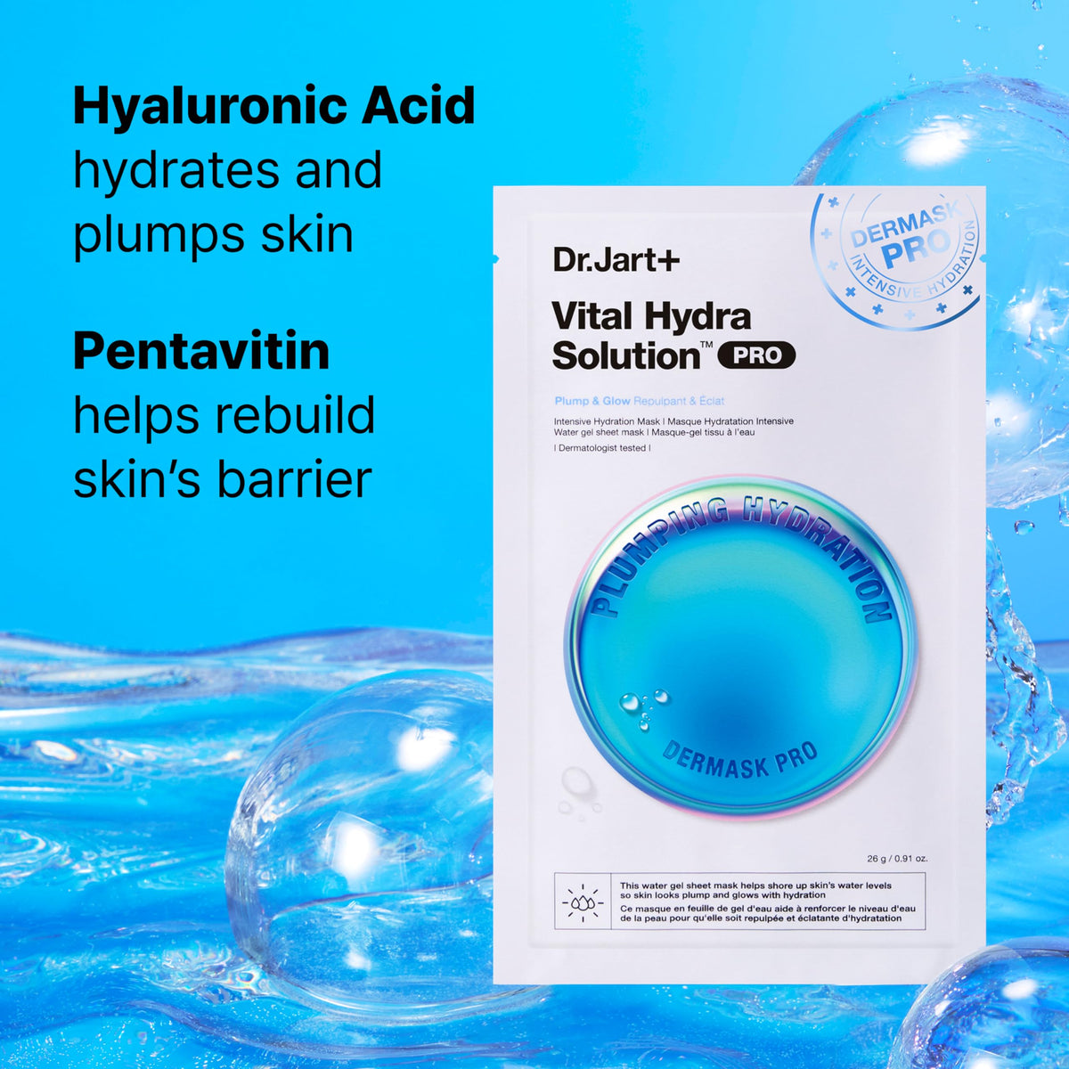 Dr.Jart+ Dermask Vital Hydra Solution Glow Face Mask packaging details