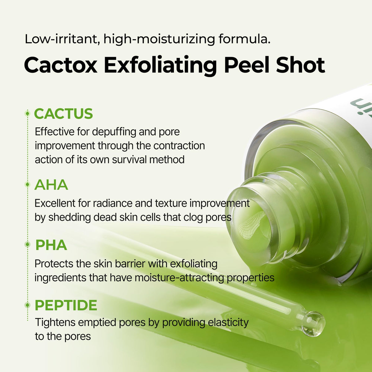 Dr.Melaxin Cactox Exfoliating Peel Shot Serum ingredients list