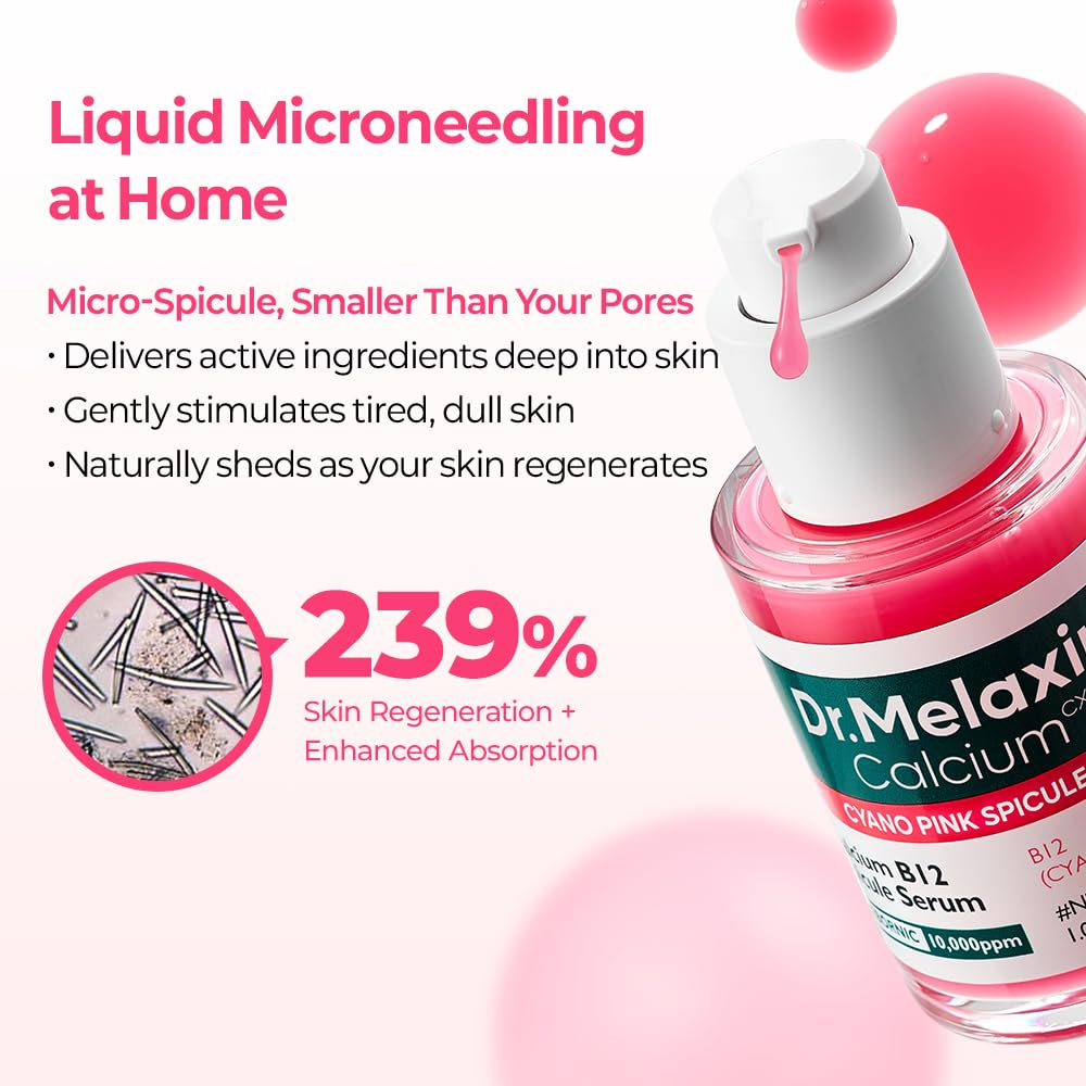 Dr.Melaxin Cyano Pink Spicule Serum back view with ingredient list