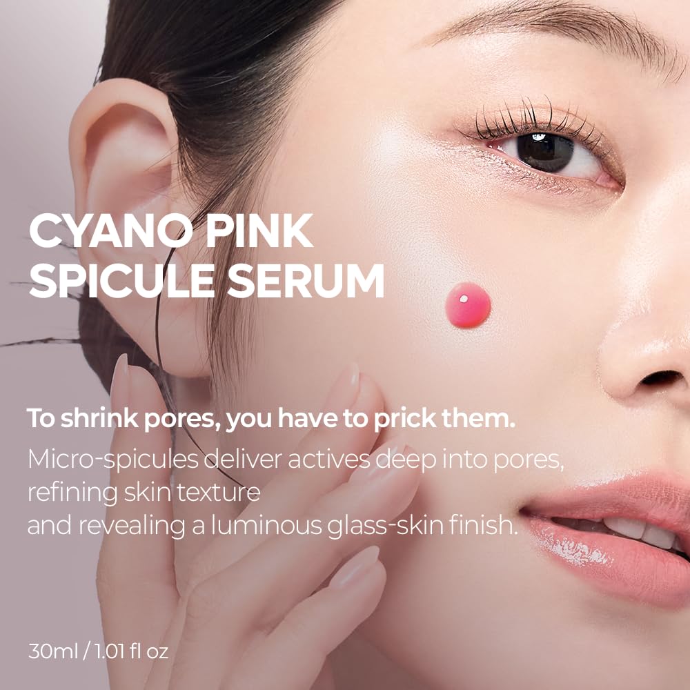 Dr.Melaxin Cyano Pink Spicule Serum side view showing bottle design