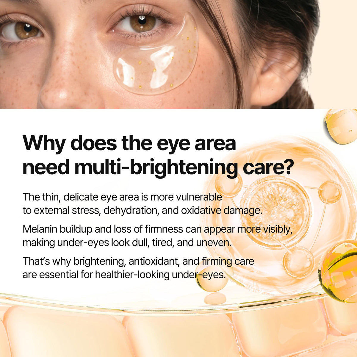 Dr.Melaxin Kojic Acid Retinal Eye Patch in use by a model
