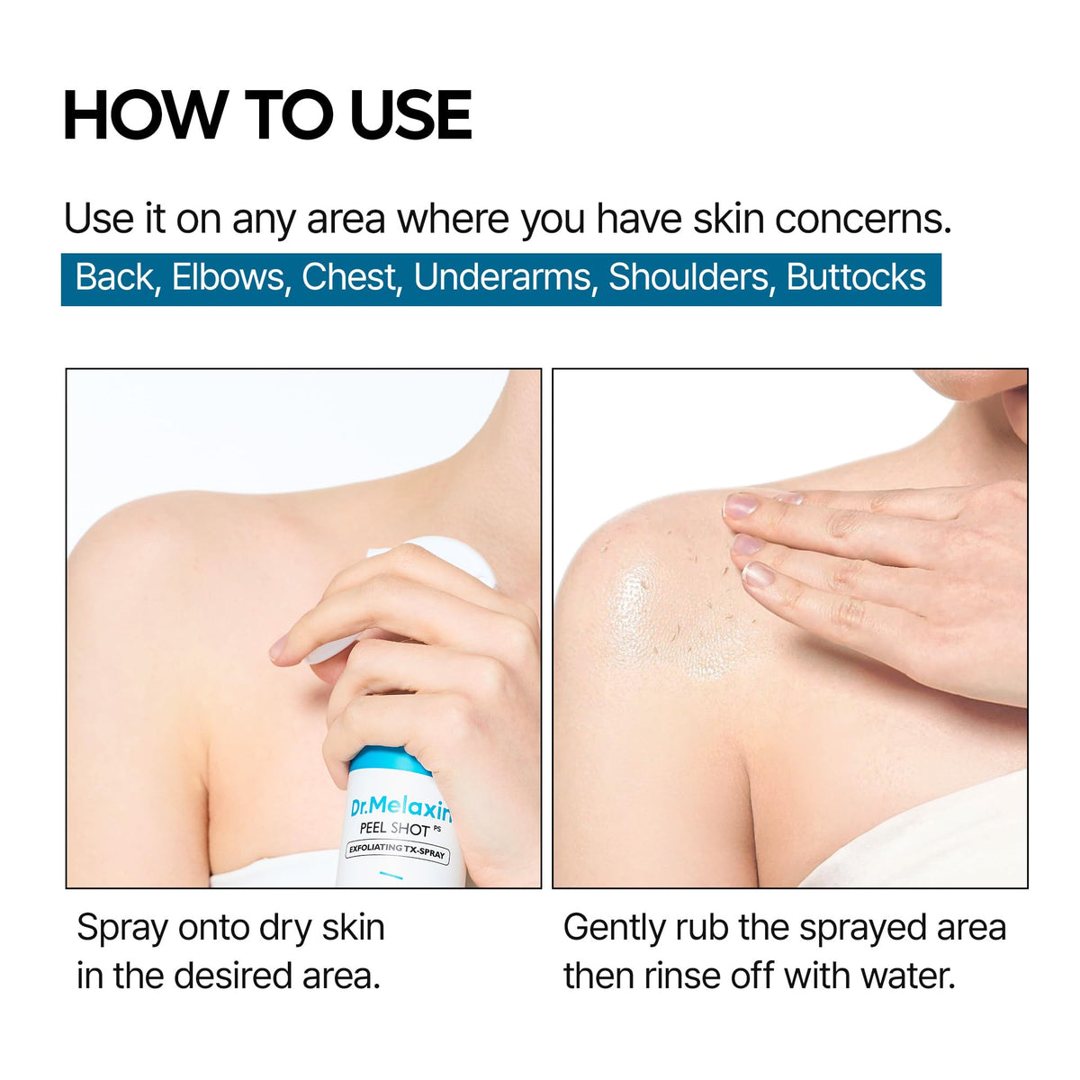 Dr.Melaxin Peel Shot Exfoliating Spray 200ml application demonstration