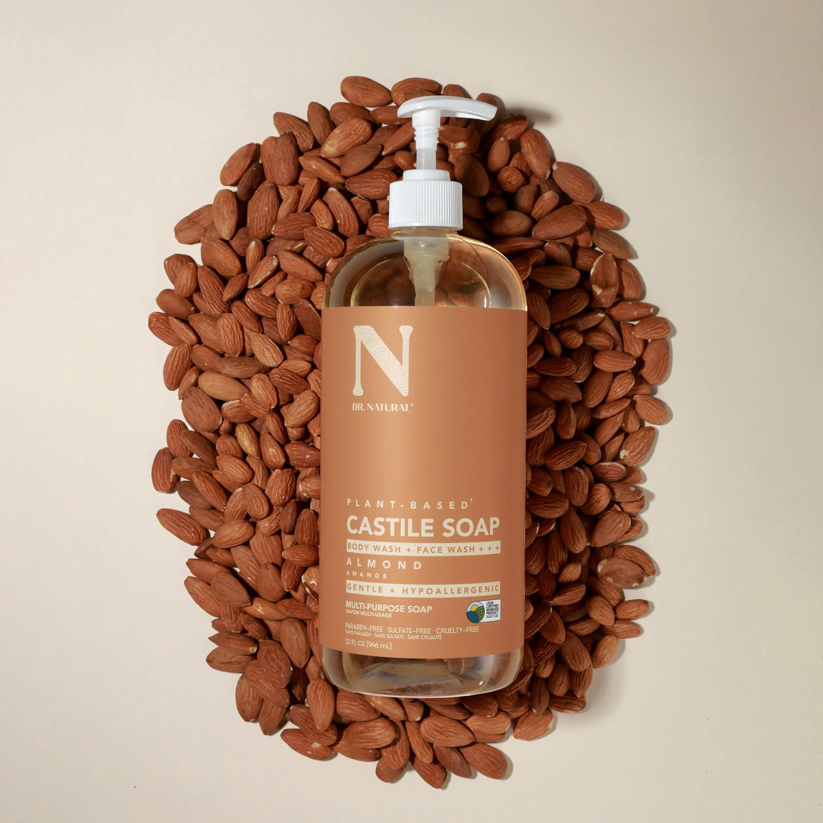 Dr. Natural Castile Liquid Soap 32 oz close-up of label