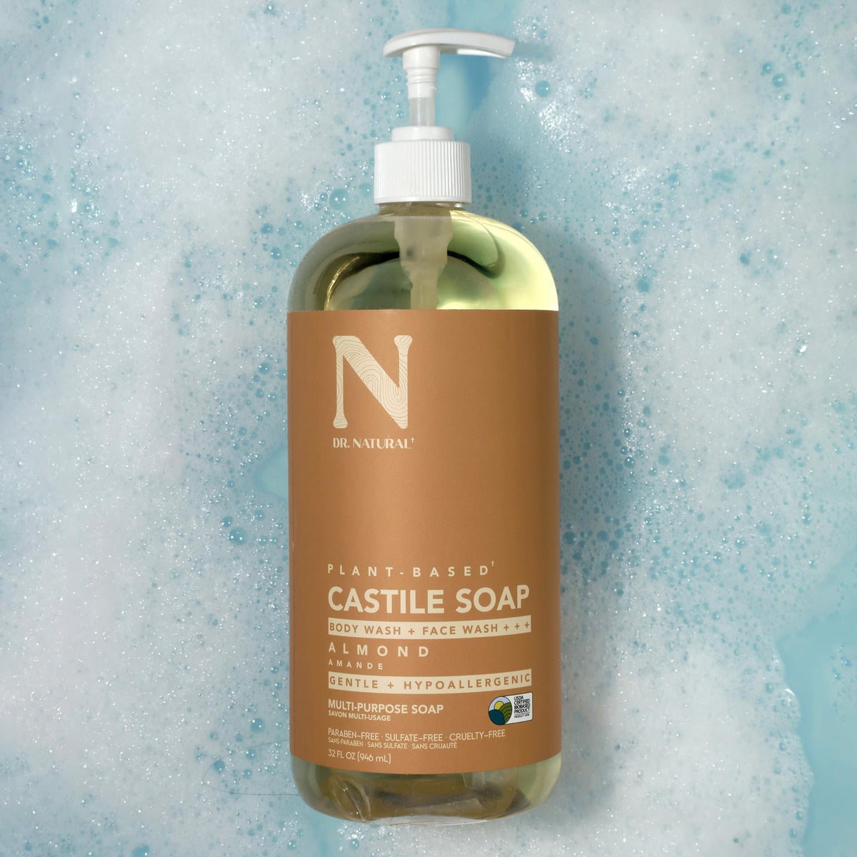 Dr. Natural Castile Liquid Soap 32 oz with natural ingredients