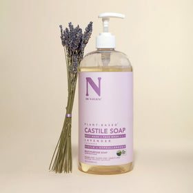 Dr. Natural Castile Liquid Soap Lavender pouring into hand