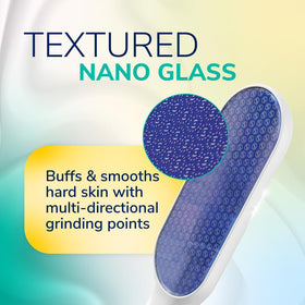 Dr. Scholl's foot file showing textured nano glass surface