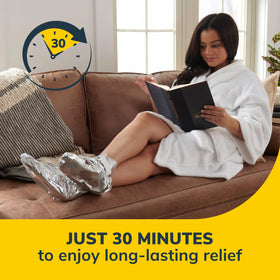 Dr. Scholl's foot mask in use on feet