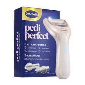 Dr. Scholl's Pedi Perfect Electric Foot File front view with NanoTech roller heads