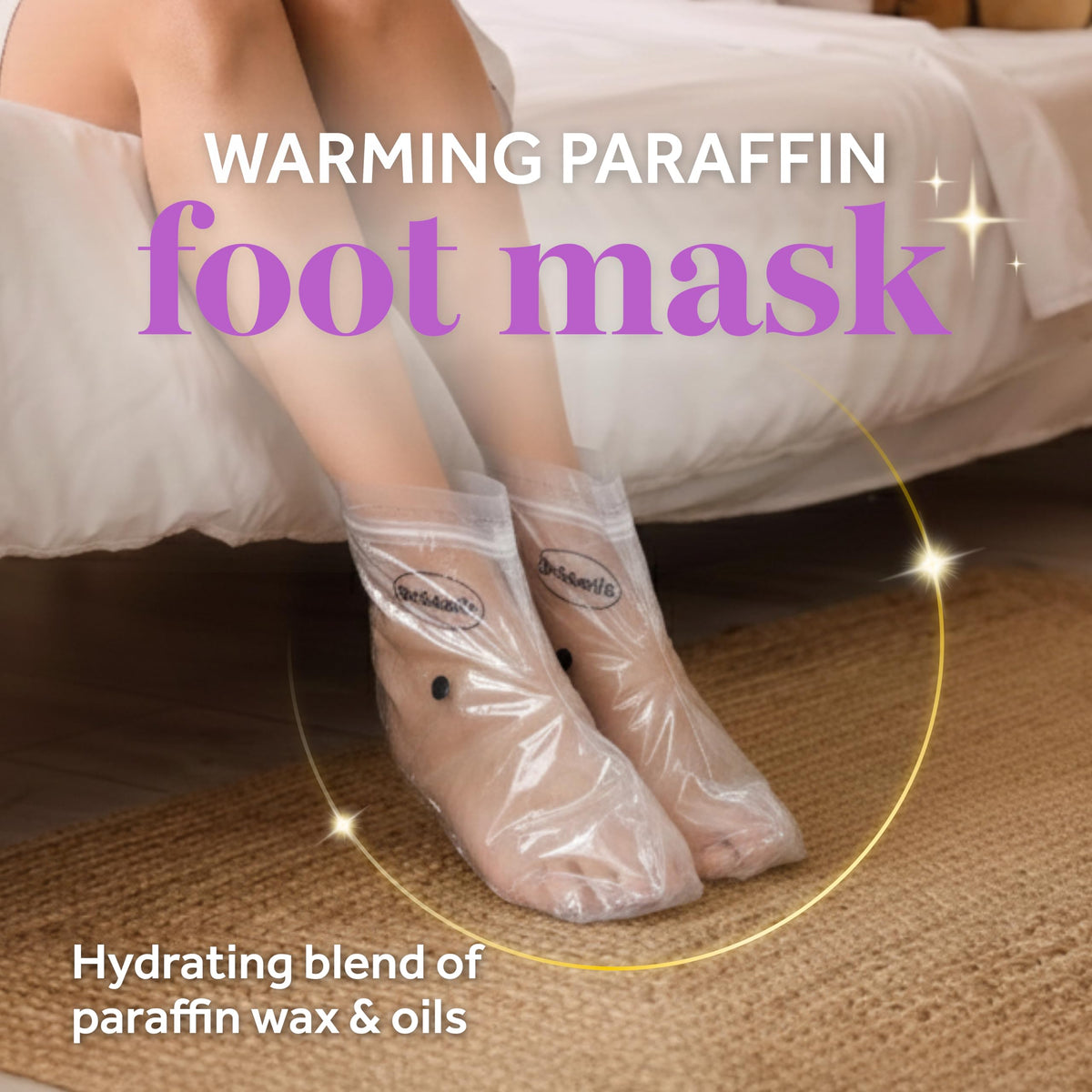 Dr. Scholl's Pedi Perfect Warming Paraffin Foot Mask application on feet