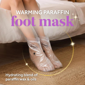 Dr. Scholl's Pedi Perfect Warming Paraffin Foot Mask application on feet