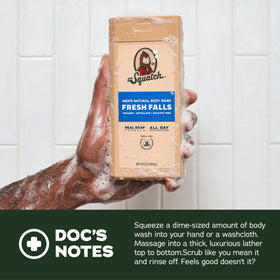 Dr. Squatch Body Wash in a shower setting