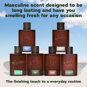 Dr. Squatch Castaway Cove Cologne on a bathroom shelf