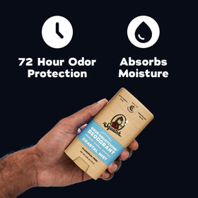 Dr. Squatch Coastal Mist deodorant with charcoal ingredient close-up