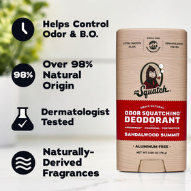 Dr. Squatch deodorant 2-pack displayed on a bathroom counter