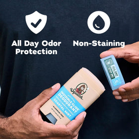 Dr. Squatch deodorant application on skin