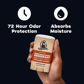 Dr. Squatch deodorant stick with Wood Barrel Bourbon scent