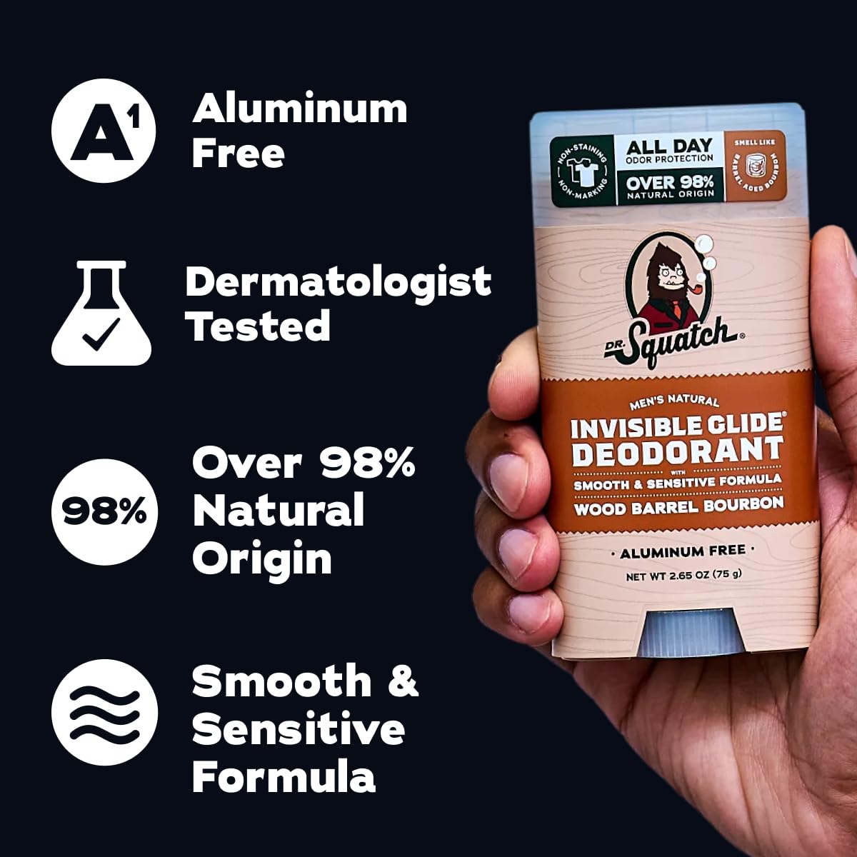 Dr. Squatch Invisible Glide Deodorant application on skin
