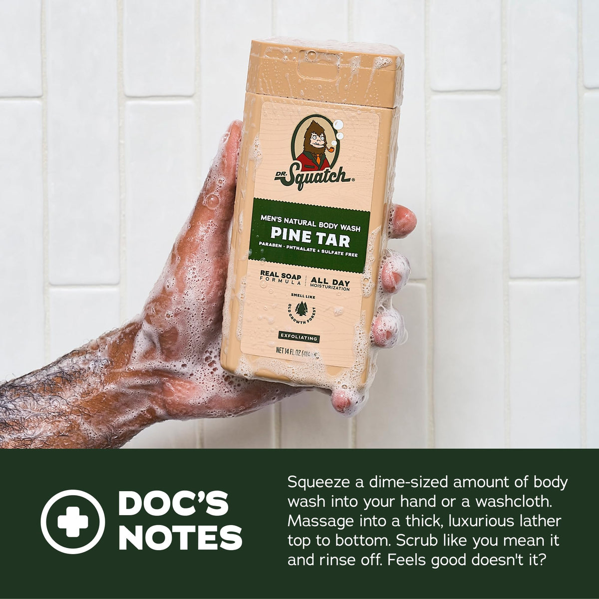 Dr. Squatch Men's Body Wash Birchwood Breeze bottle side view