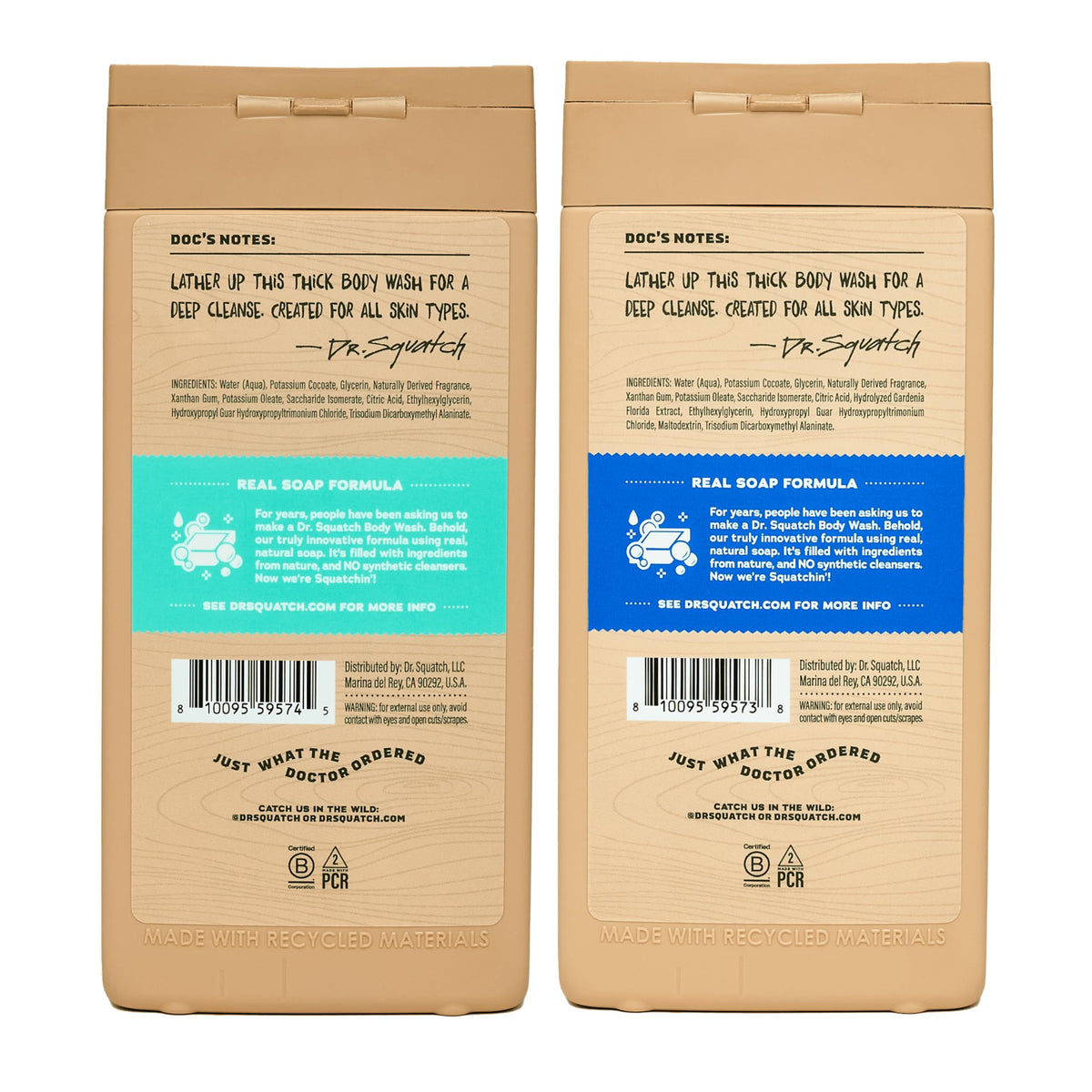Dr. Squatch Men's Body Wash Coconut Castaway back view
