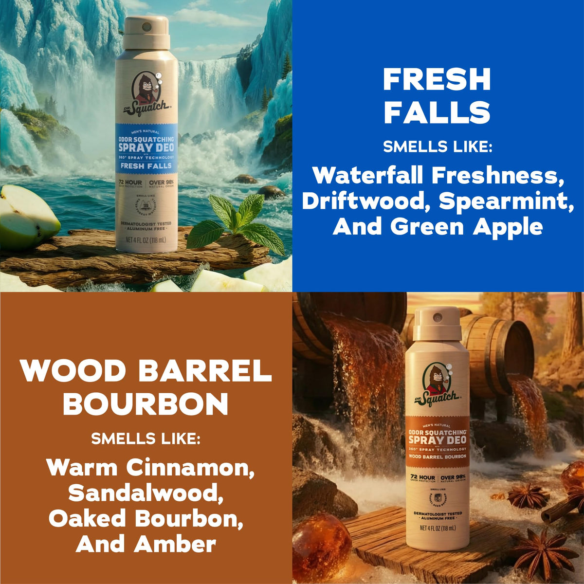 Dr. Squatch Men's Deodorant 2-Pack side view showing quick dry formula