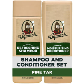 Dr. Squatch Men's Natural Shampoo and Conditioner Set front view with Pine Tar scent