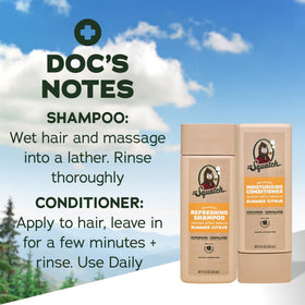 Dr. Squatch Men's Natural Shampoo and Conditioner Set with Summer Citrus background