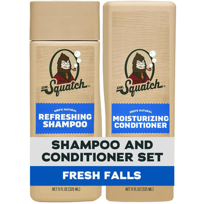 Dr. Squatch Men's Shampoo and Conditioner Set front view, Fresh Falls scent