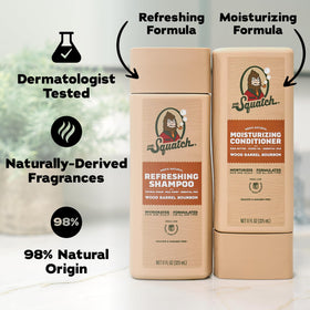 Dr. Squatch Men's Shampoo and Conditioner Set on a wooden surface