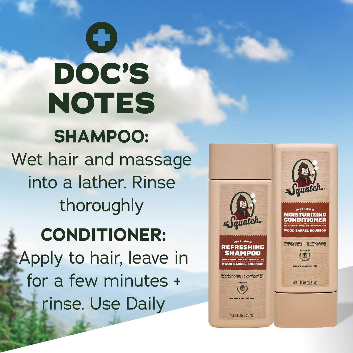 Dr. Squatch Men's Shampoo and Conditioner Set with honey and shea butter