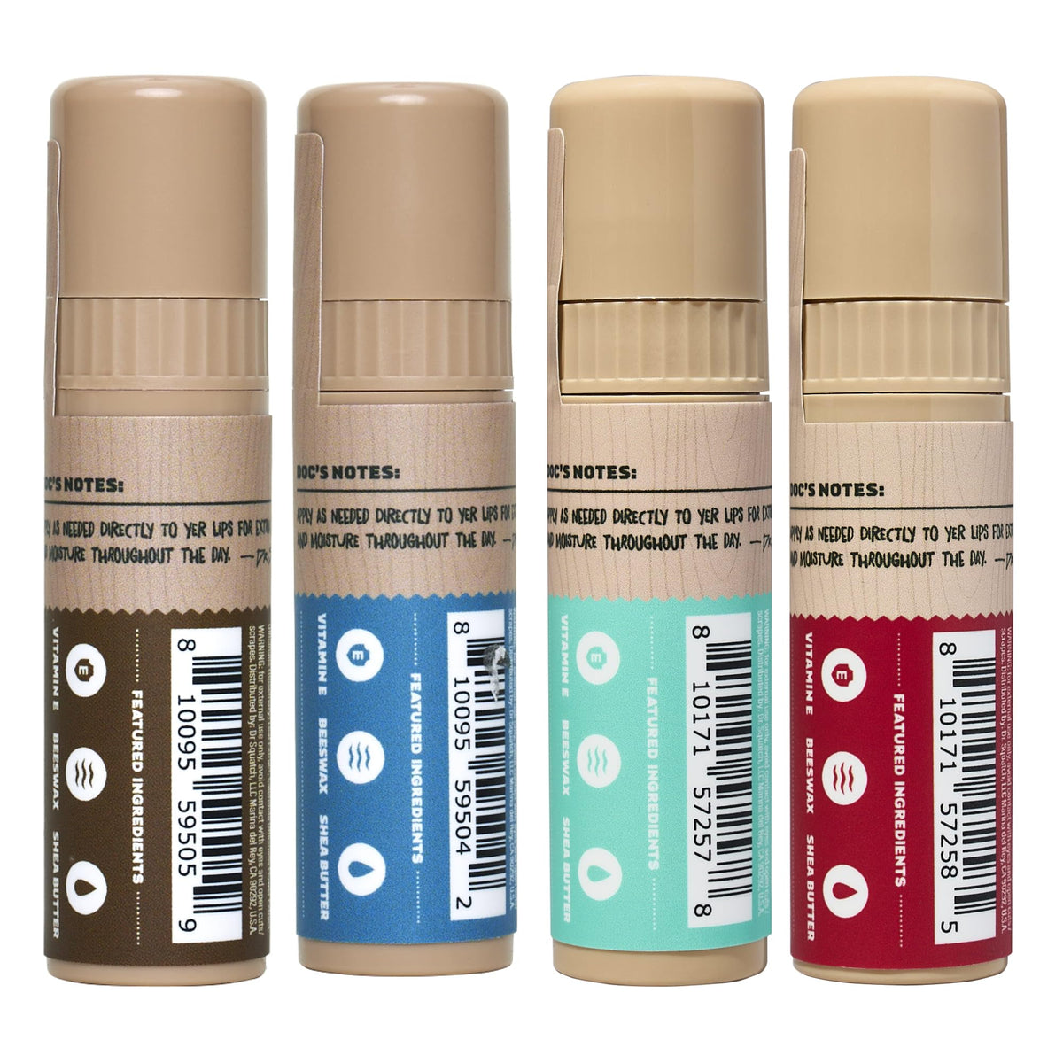 Dr. Squatch Natural Lip Balm for Men ingredients list